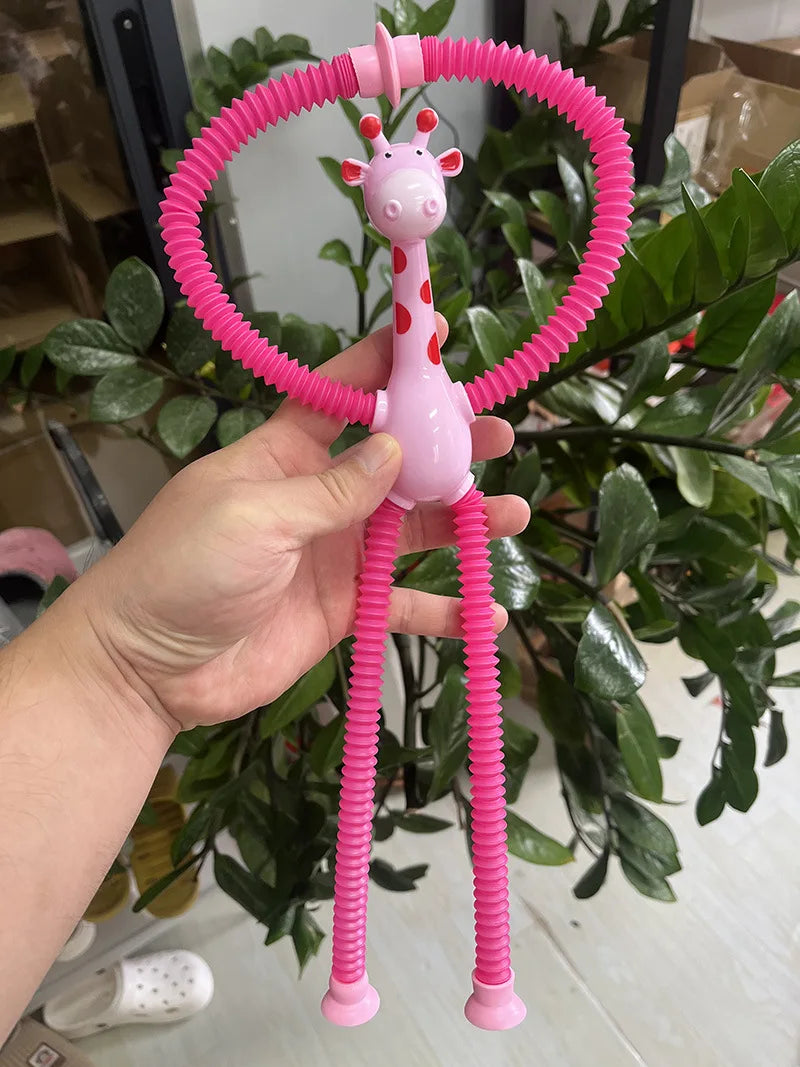 Children Suction Cup Giraffe Toys Relief Telescopic Giraffe Toy Sensory Bellows Toys Anti-stress Squeeze Toy Toy Kawaii
