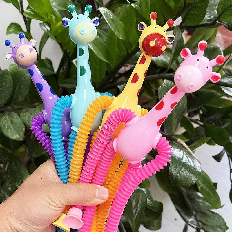 Children Suction Cup Giraffe Toys Relief Telescopic Giraffe Toy Sensory Bellows Toys Anti-stress Squeeze Toy Toy Kawaii